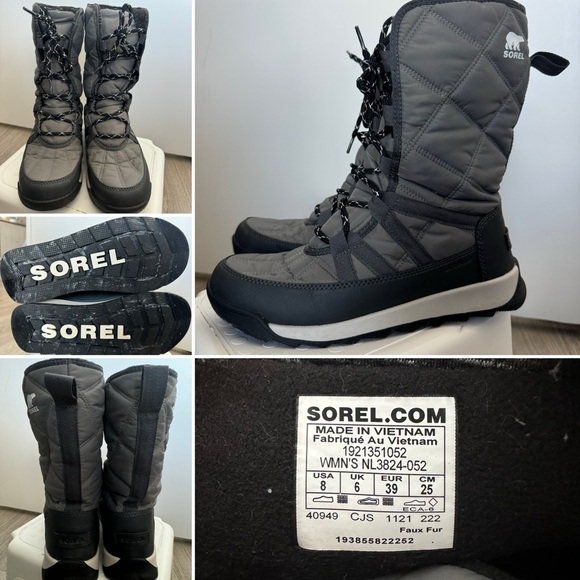 SOREL Winter Boots, grey, size 8 - Picture 1 of 6